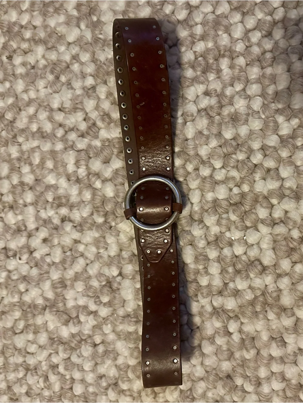 Vintage J. Crew Brown Leather Eyelet Belt